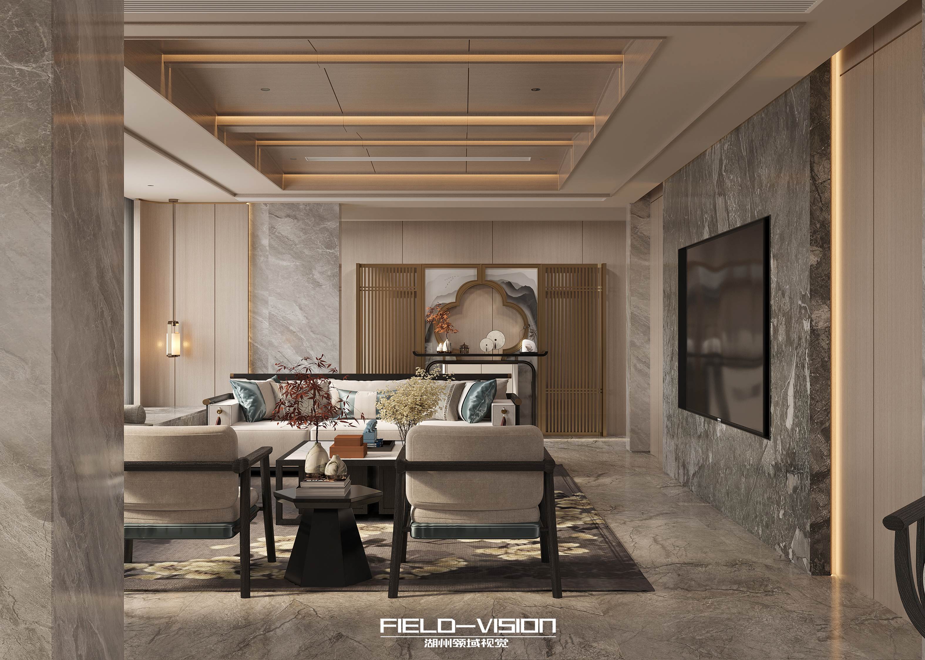 中式大平层室内设计-4