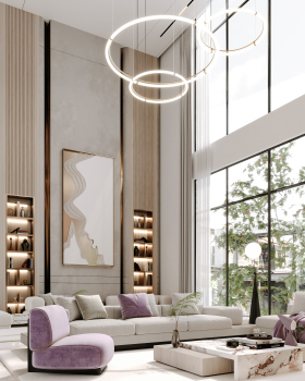 双层挑高客厅（注：Double Height Living常见语境下指住宅中具有双层挑高空间的客厅区域，若语境不同可能有不同理解，但按常见情况此为准确翻译） 丨阿联酋艾因丨Ahmed Jaffar  Hadeer Shokier