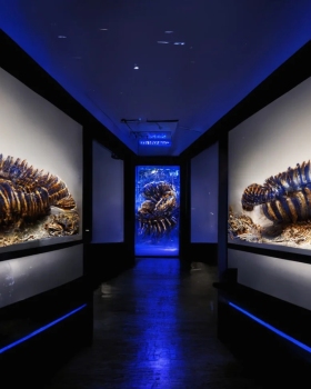 Prehistoric insect exhibition in a modern museum