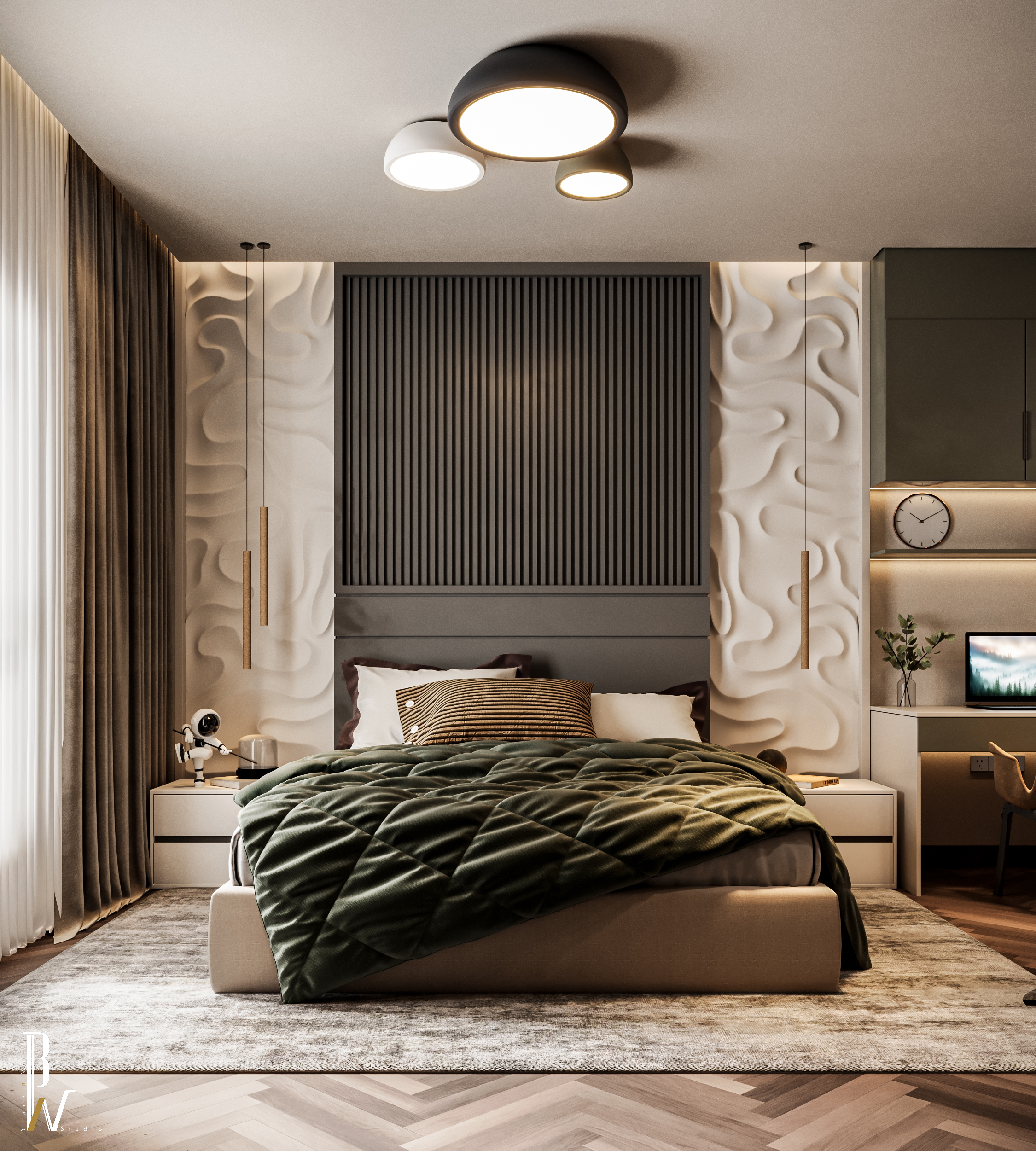 男孩卧室设计丨Black N White-10