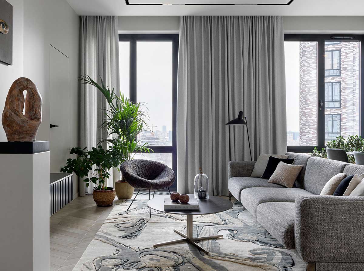 莫斯科简约舒适灰调公寓设计-1