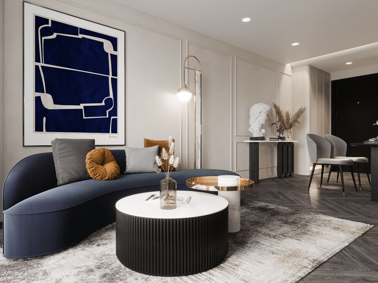 蓝色+白色 构造凉爽舒适的住宅空间-2