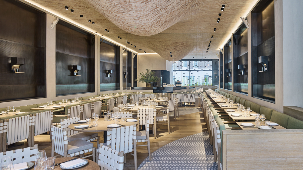 Brick bulges embellish ceiling of Fucina restaurant by Andy Martin Architects-0