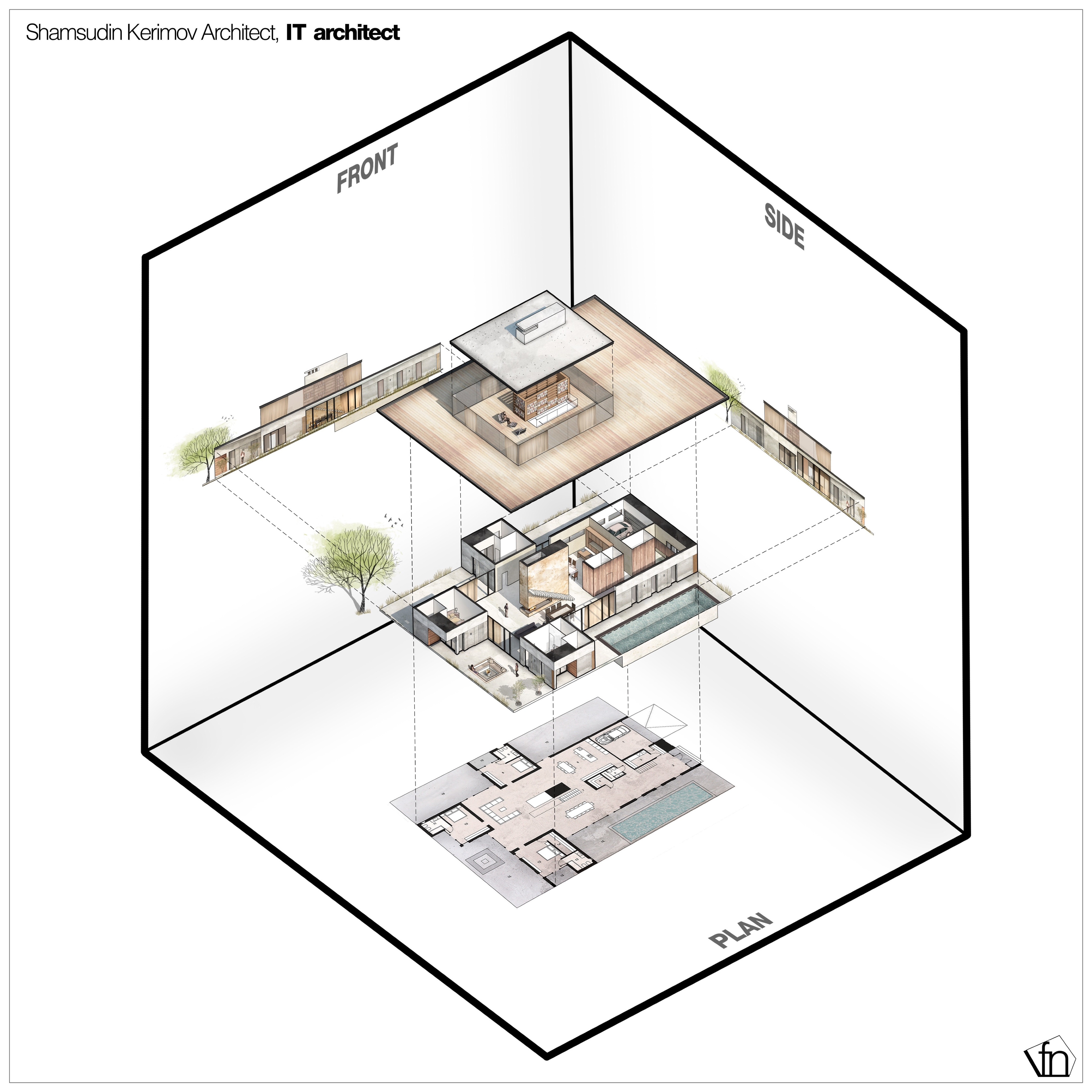 河畔家庭别墅，室内外空间交融-13