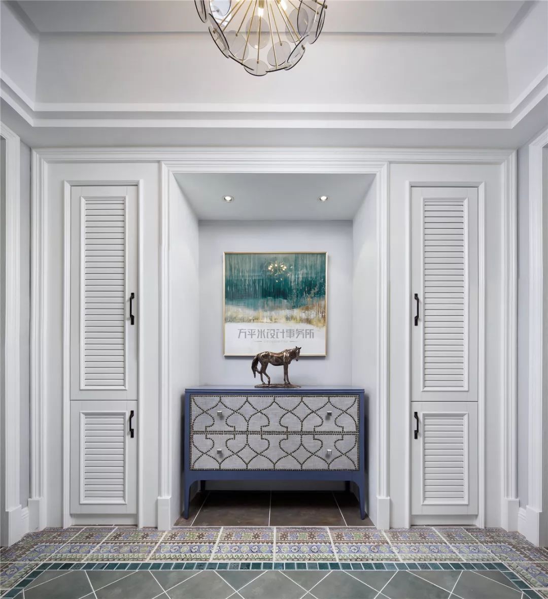 长夏方平米设计,美式平层大宅的优雅色彩碰撞-18