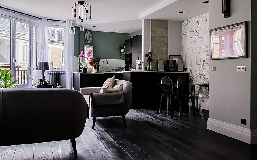 巴黎百年建筑中的温暖现代公寓-1