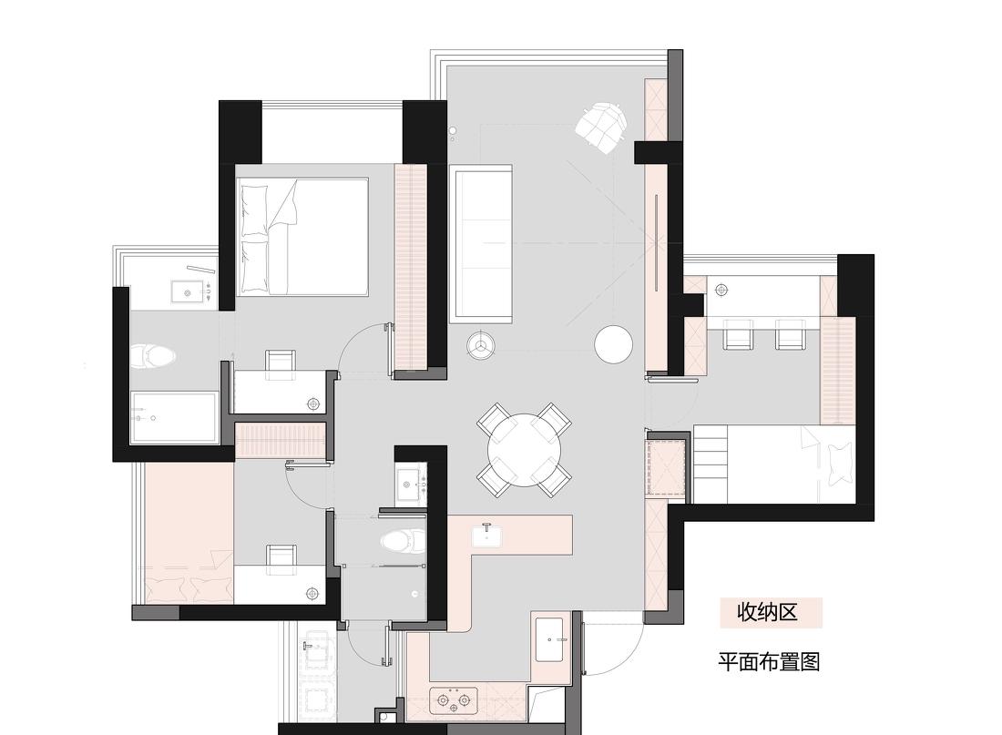 84 平小三房多功能装修设计-48