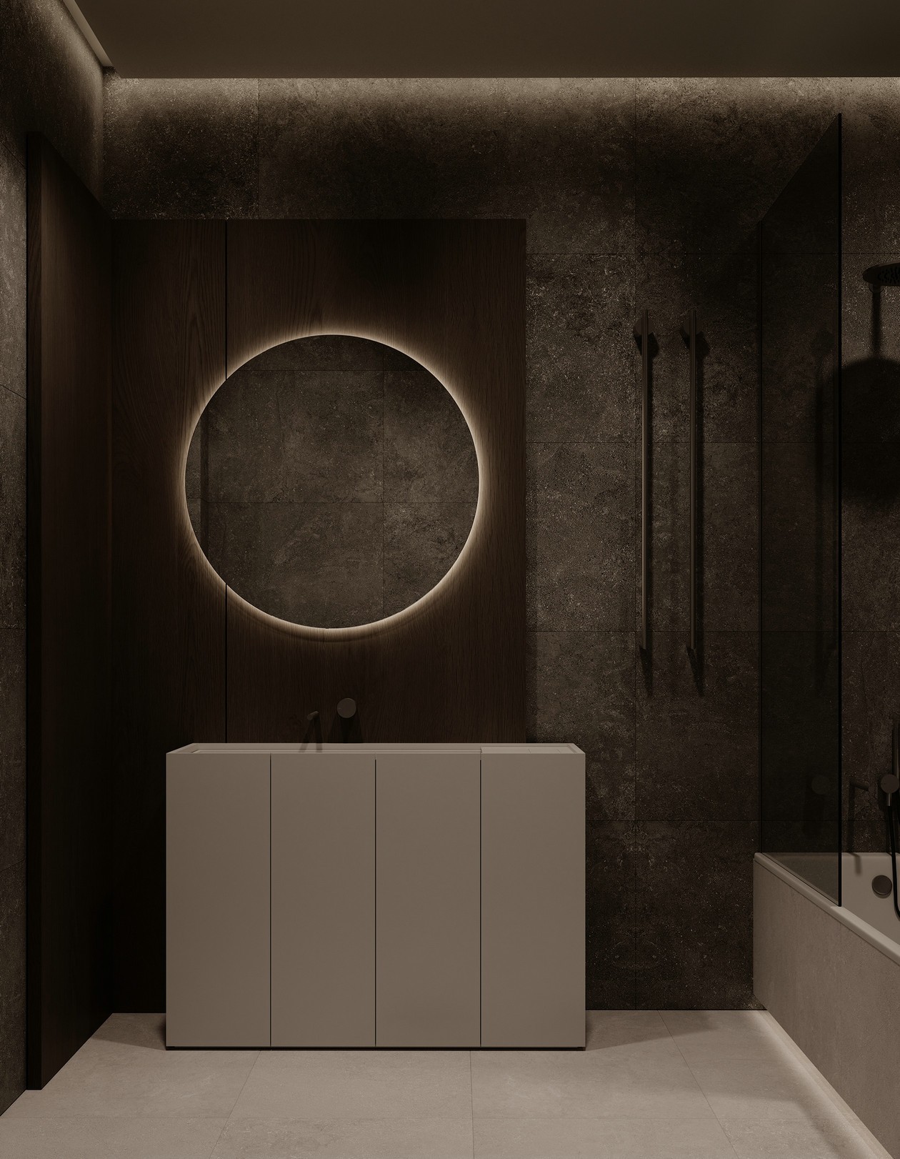 高级灰+胡桃木居住空间设计-9