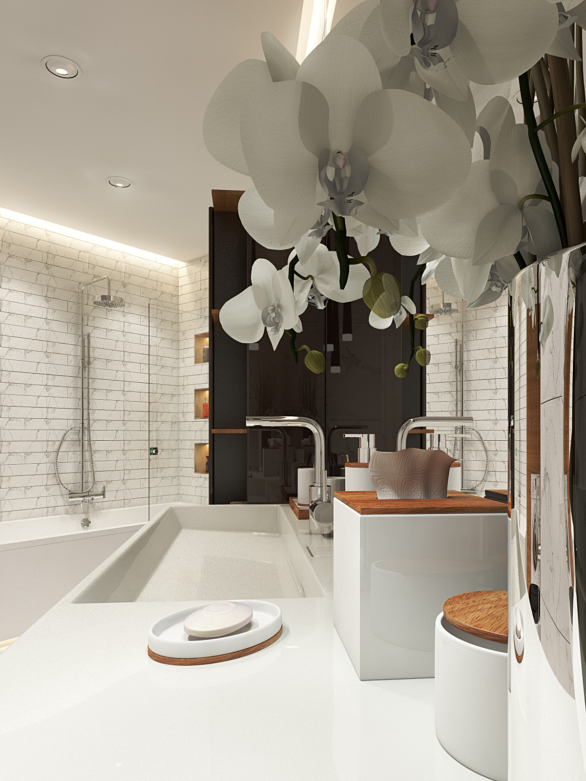 Оформление ванной в сдержанных тонах 9м² — портфолио бюро ARXY-24