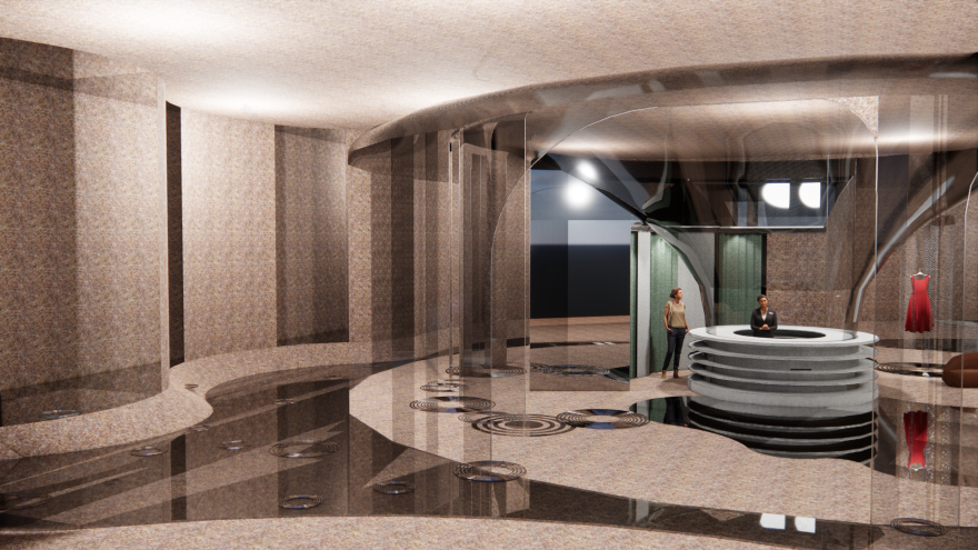 服装店室内装饰 水滴飞溅与洞穴概念设计-9