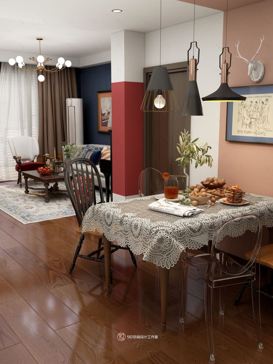 《欢愉同乐》80 平方现代美式空间设计-24