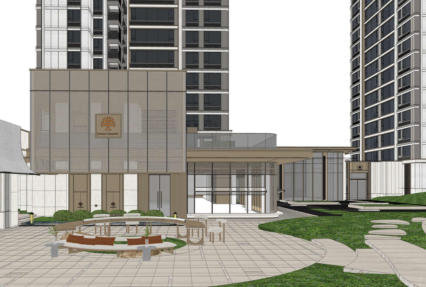 成都金茂晓棠海派示范区景观SU模型-4