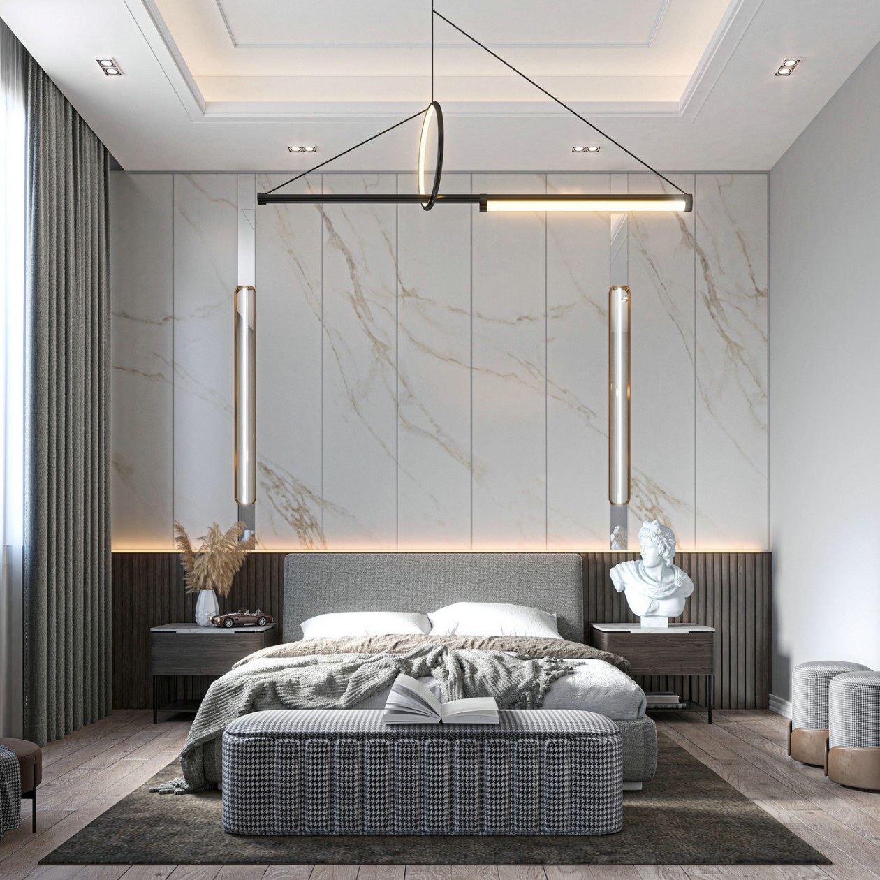 现代居所的线条美与理石质感-3