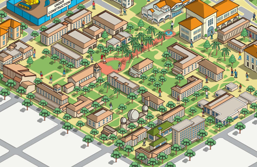 圣克拉拉大学校园地图插画-9