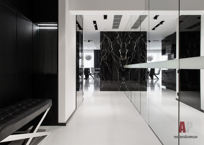 现代黑白调家庭公寓的极简风设计-7