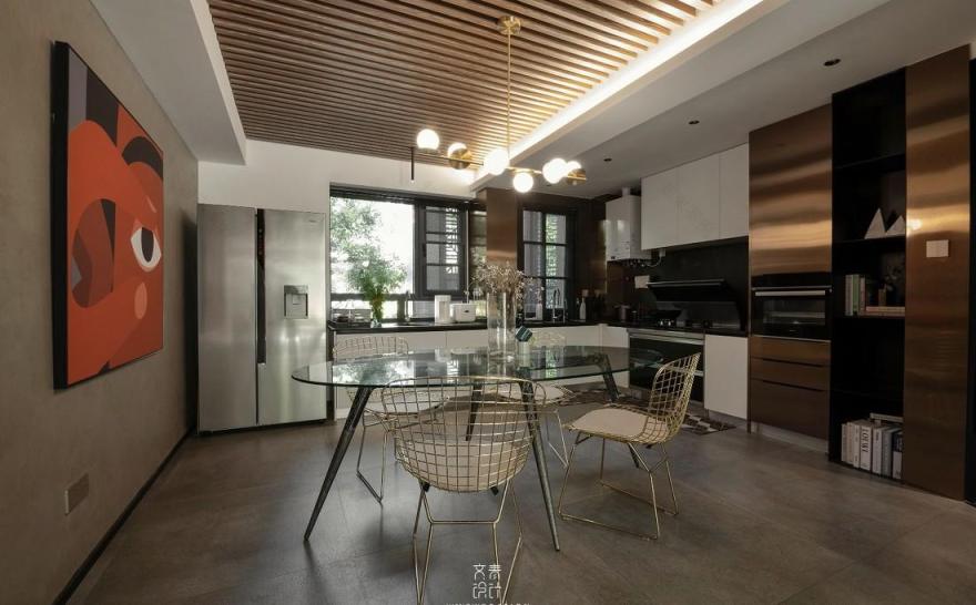 蓝色乳胶漆玄关,水磨石装饰的现代家居设计-10