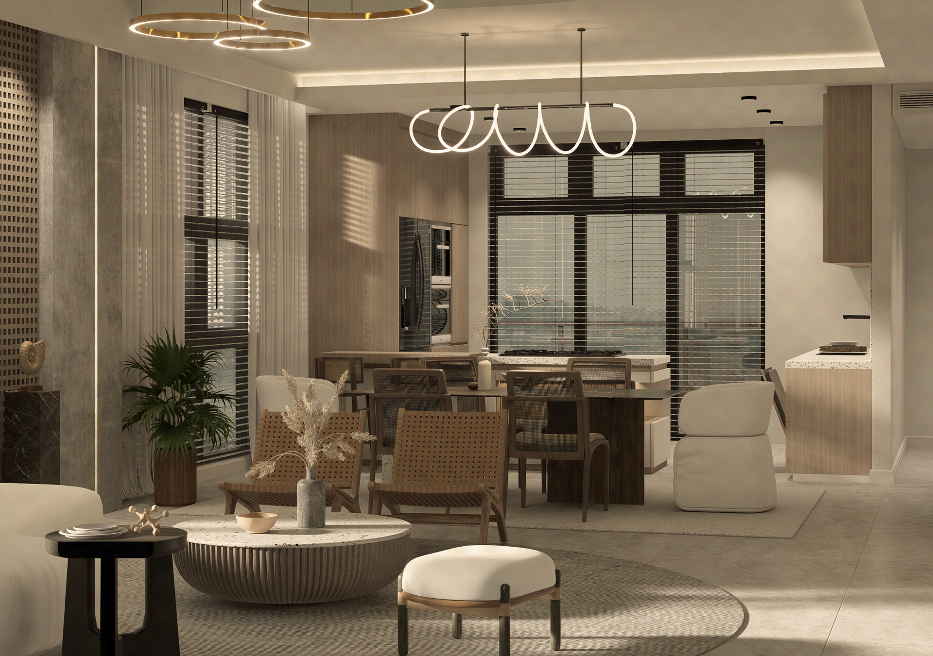 2卧室住宅单元室内设计3D可视化项目-8