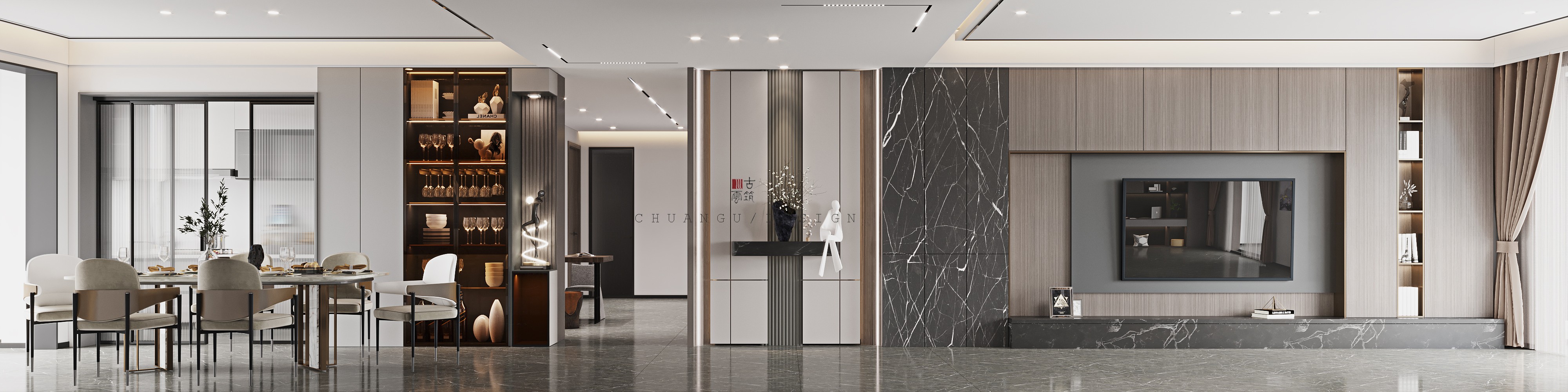 川古云筑丨现代无主灯大平层案例丨中国郑州丨川古云筑空间设计-6