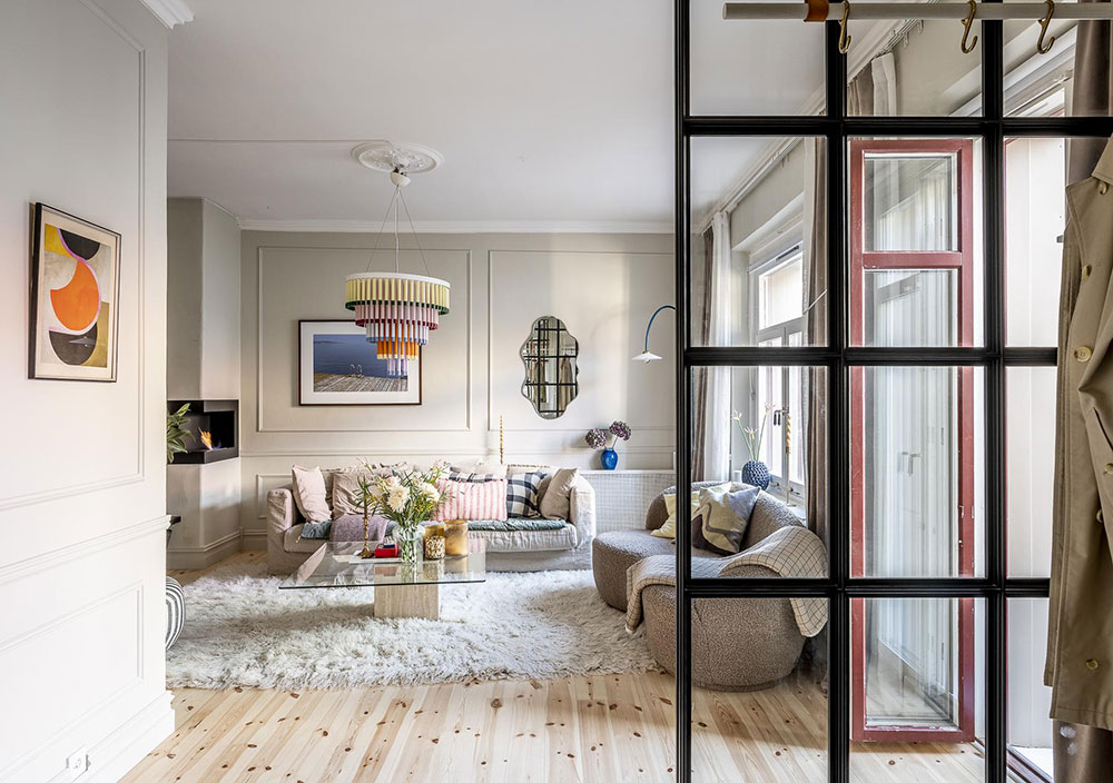 瑞典独特公寓设计，阁楼卧室墙纸亮点-9