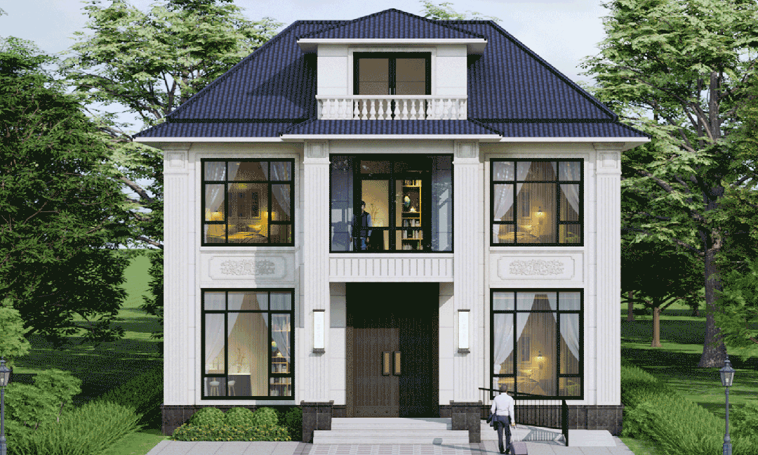 【设计师案例】土建参考造价41万,面宽11.4m×进深12.4m湖北荆州二层欧式别墅-1