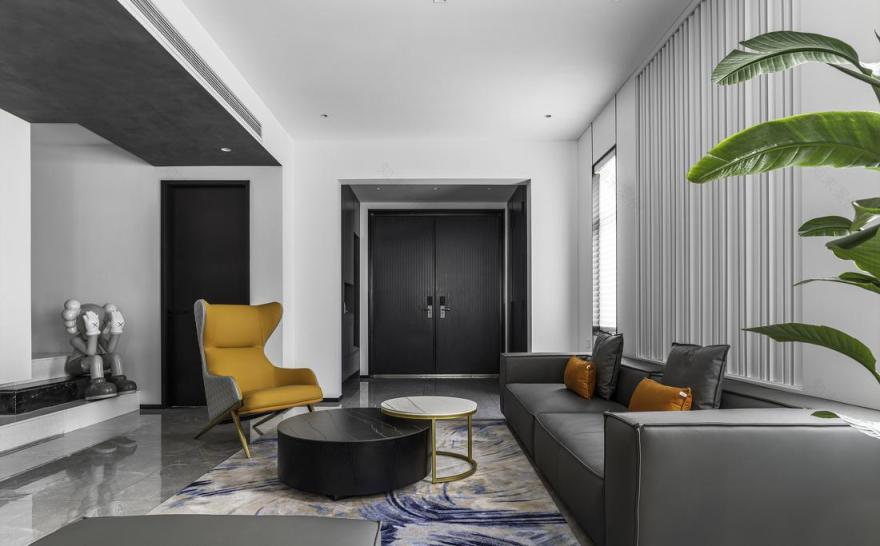 黑白灰的现代气质 · 西厨区与休闲区的完美融合-4