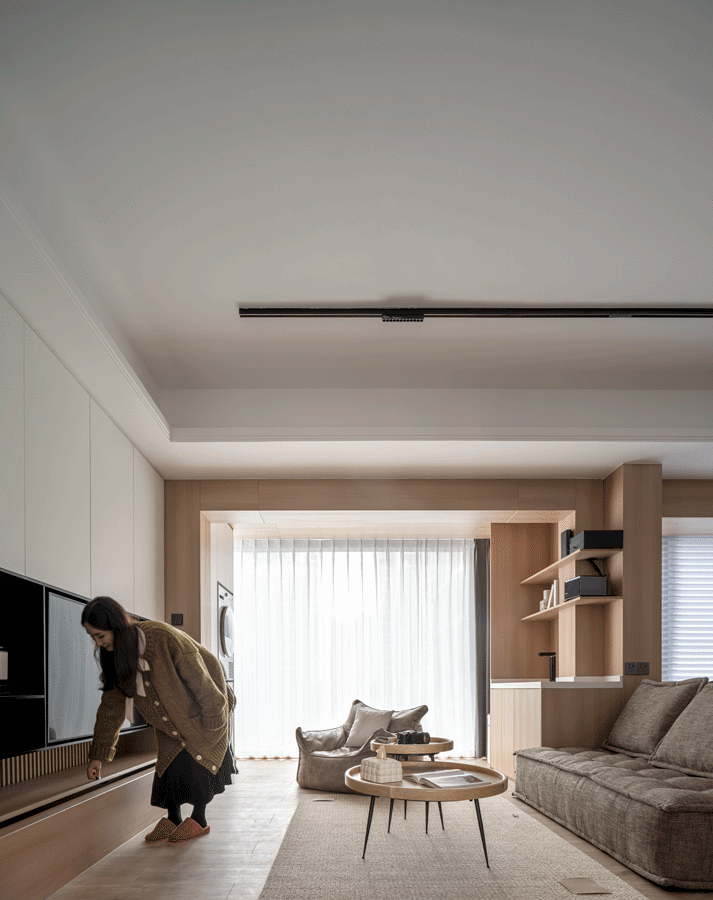 地升幕布++旋转餐桌·116m²精装房改造丨中国广州丨吴思昊-36