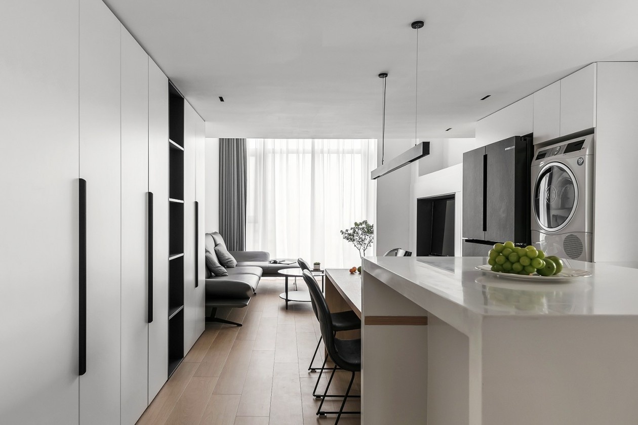 极致黑白灰 loft公寓设计丨中国上海丨上海鸿鹄设计-10