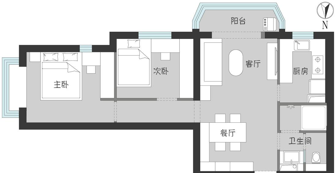 61㎡复古风小户型设计丨心玥设计师-9