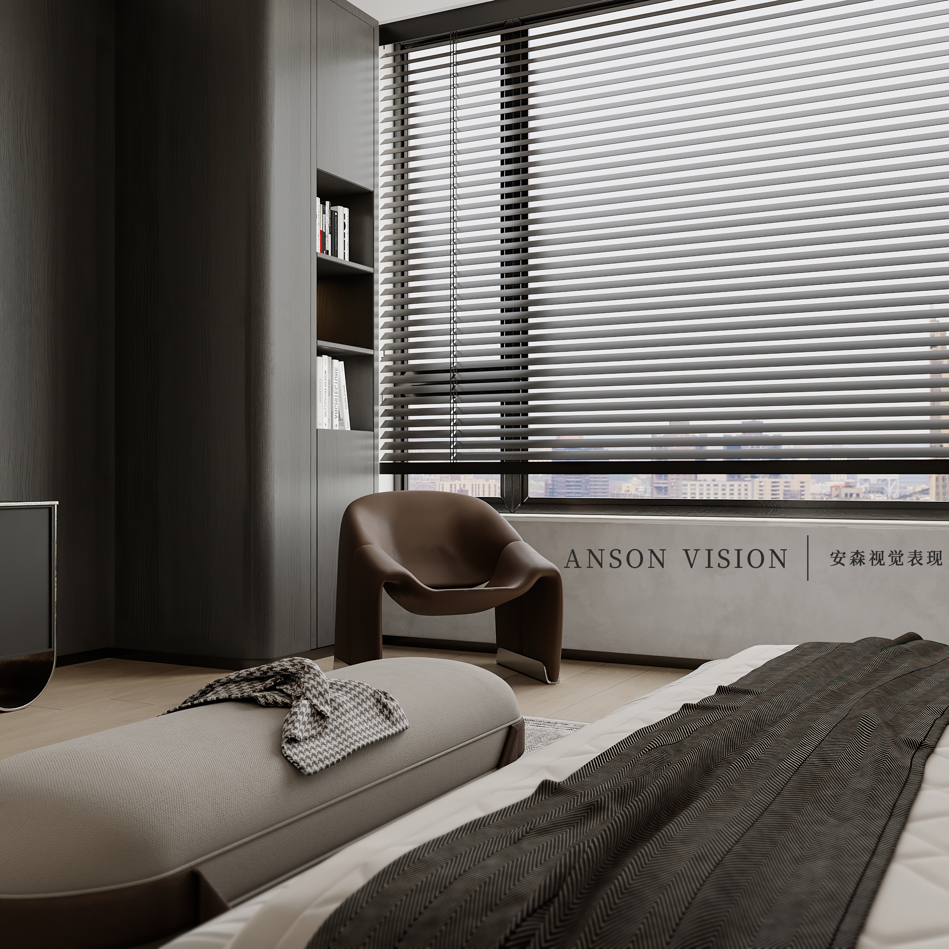 黑与白 现代大平层家装表现丨Ansonvision·蒙头睡-12