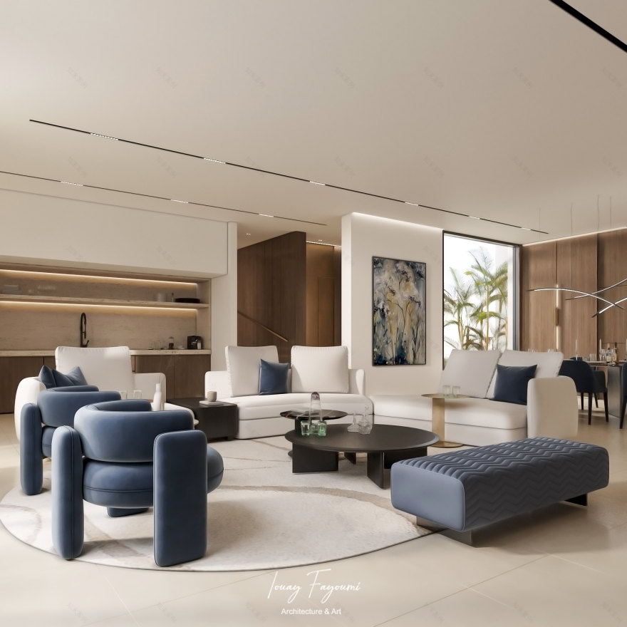 现代客厅与餐厅室内设计-7