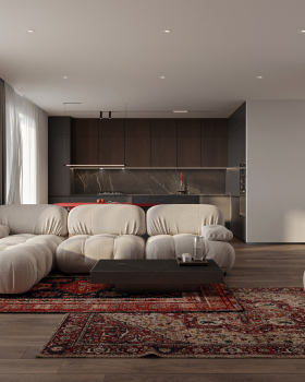 Red accents — Lviv townhouse for young couple