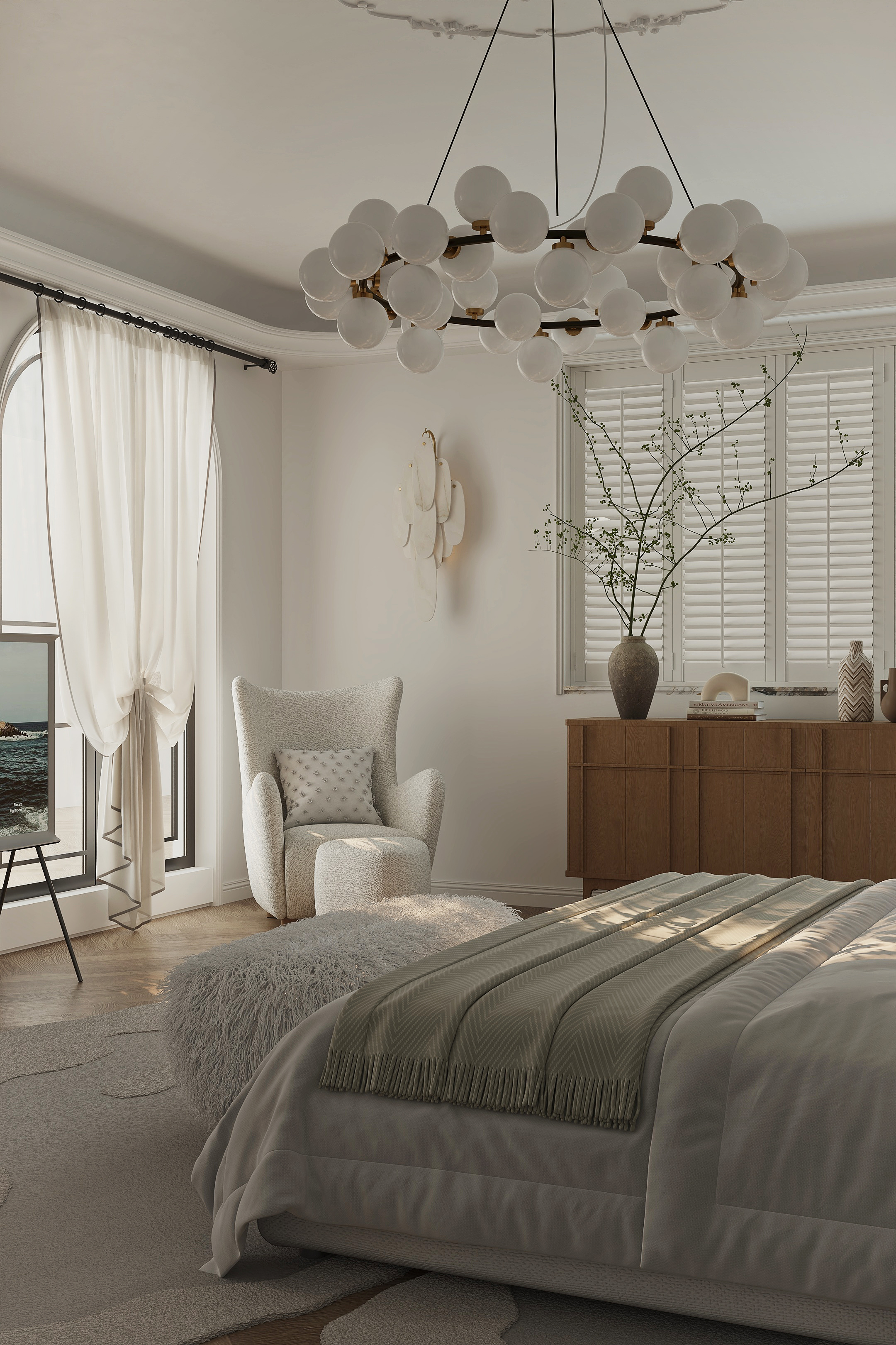 法式奶油风 + 现代简约的卧室设计-8