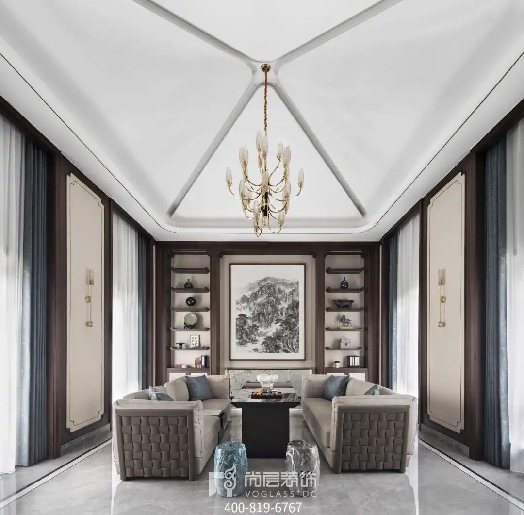 银湖花园×尚层别墅装饰｜杭州400㎡新中式别墅设计，由心生活-62