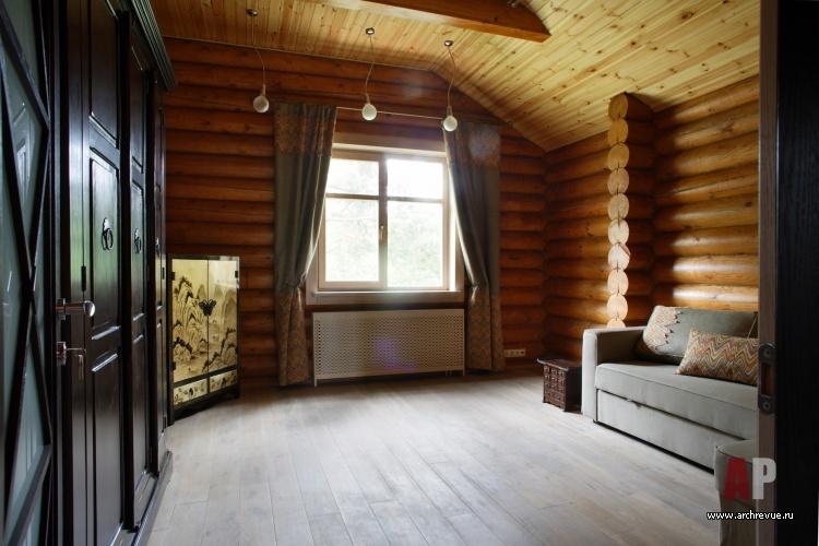 带圆形露台的木结构房屋室内设计-47