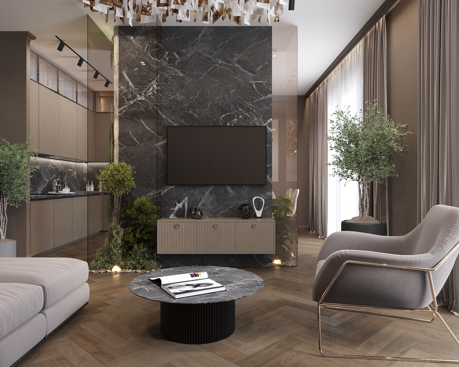 3D визуализация кухни-гостиной-6