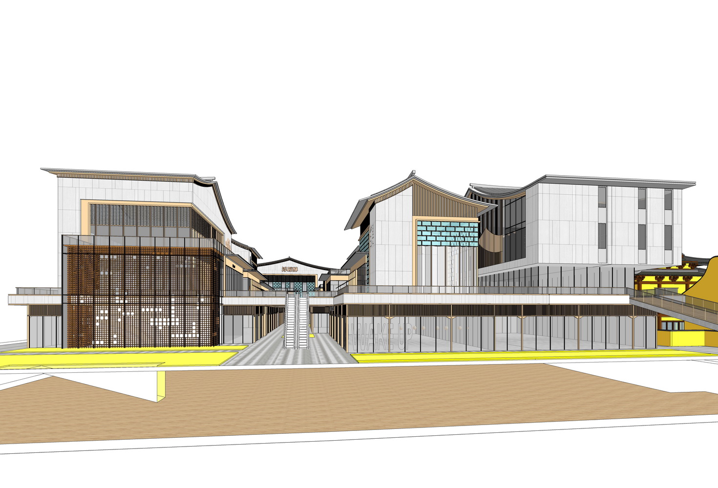 嘉兴南湖三塔里新中式商业街SU模型-2