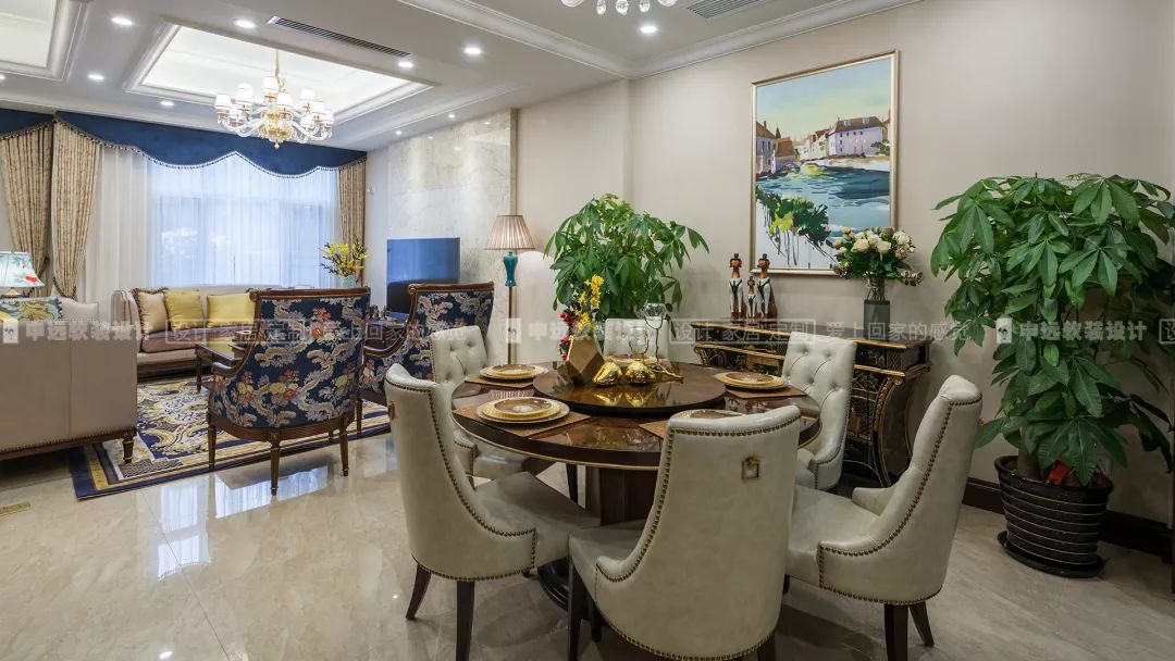 【申远软装百套实景案例】贝尚湾 300㎡ 欧式-14