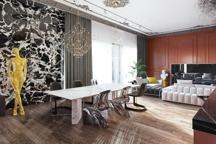 莫斯科高级灰橙色空间设计-22