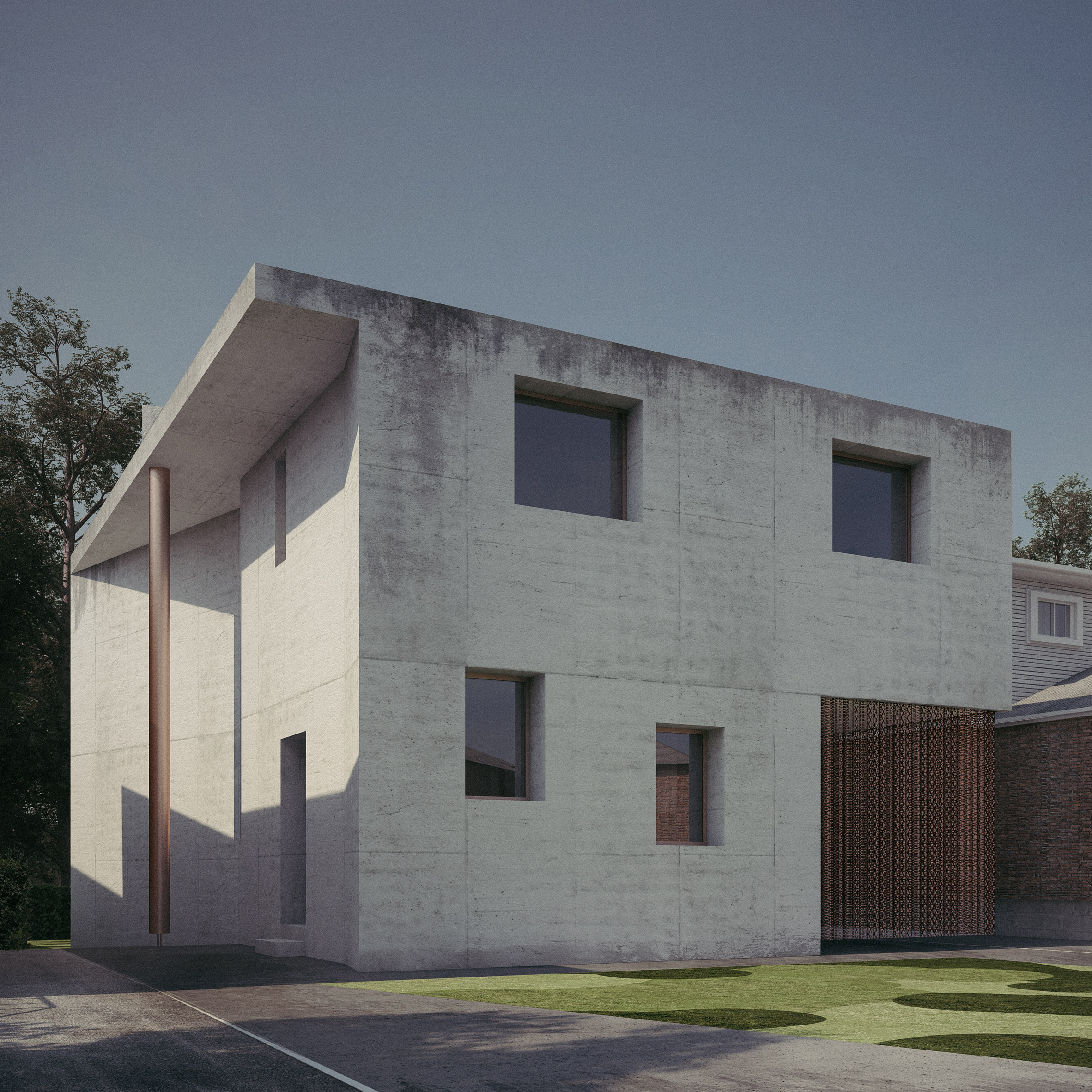 Adrian Phiffer envisions concrete home in Toronto with cutouts and angled walls-0