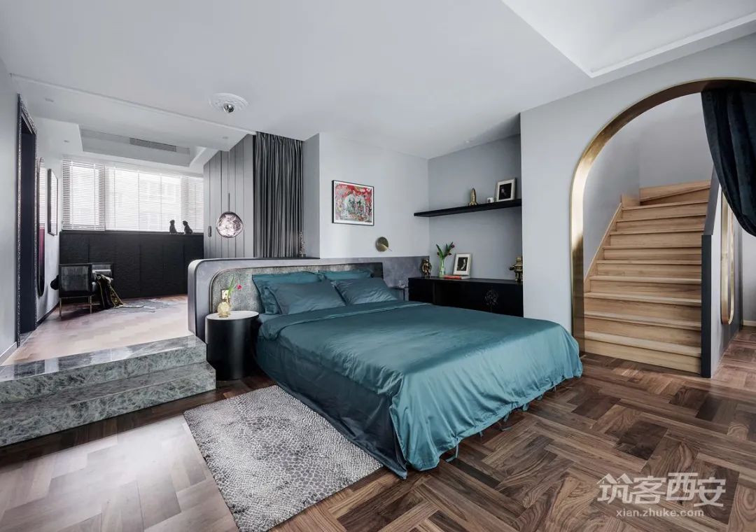 极致黑韵,红杉·陈醉打造西安 360㎡顶跃艺术宅-78