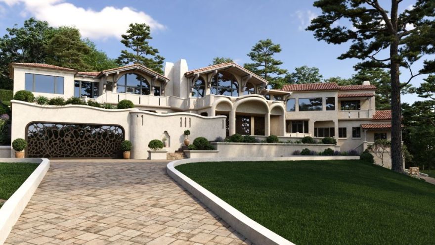 3D Villa Render: Coastal Architecture in Pebble Beach-3