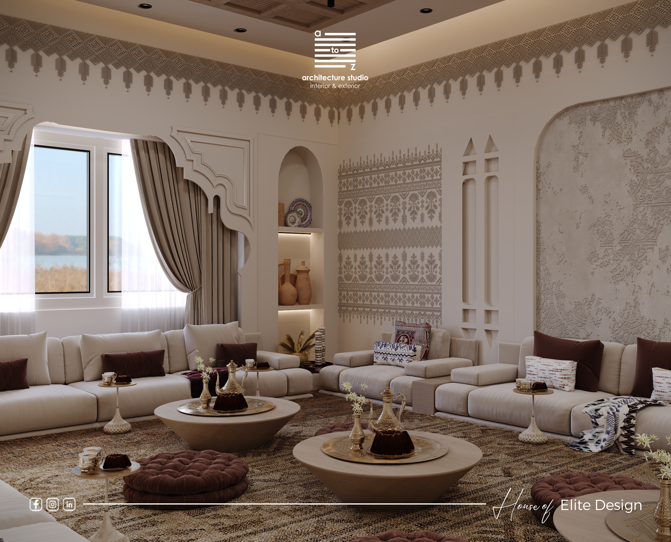 男士聚会厅；男士会议室（Majlis在不同文化语境中意思有所不同，常见指聚会场所、会议室等，这里Men’s Majlis常见意思为供男性使用的这类场所 ） 丨沙特阿拉伯丨A2Z Architects™-10