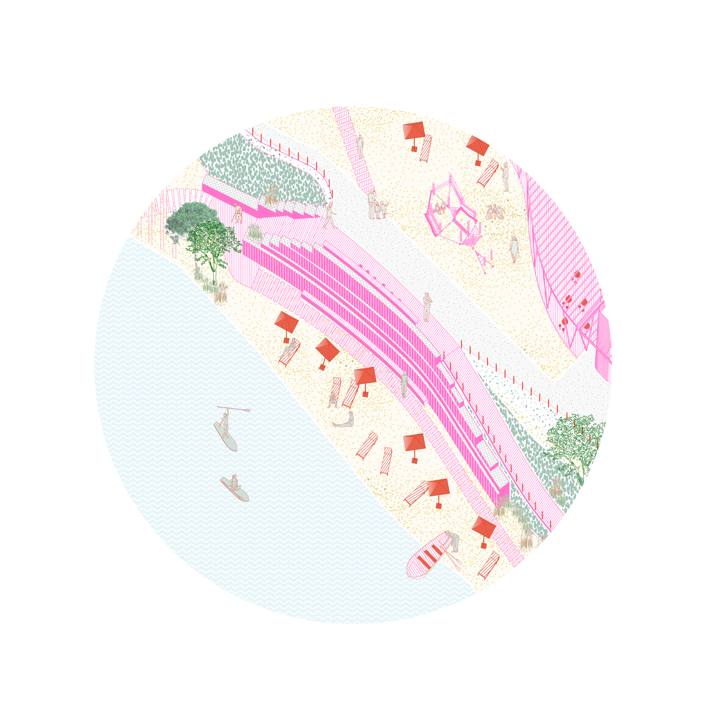 芭比海滩,起伏的城市海滩丨俄罗斯莫斯科丨Basis architectural bureau-48