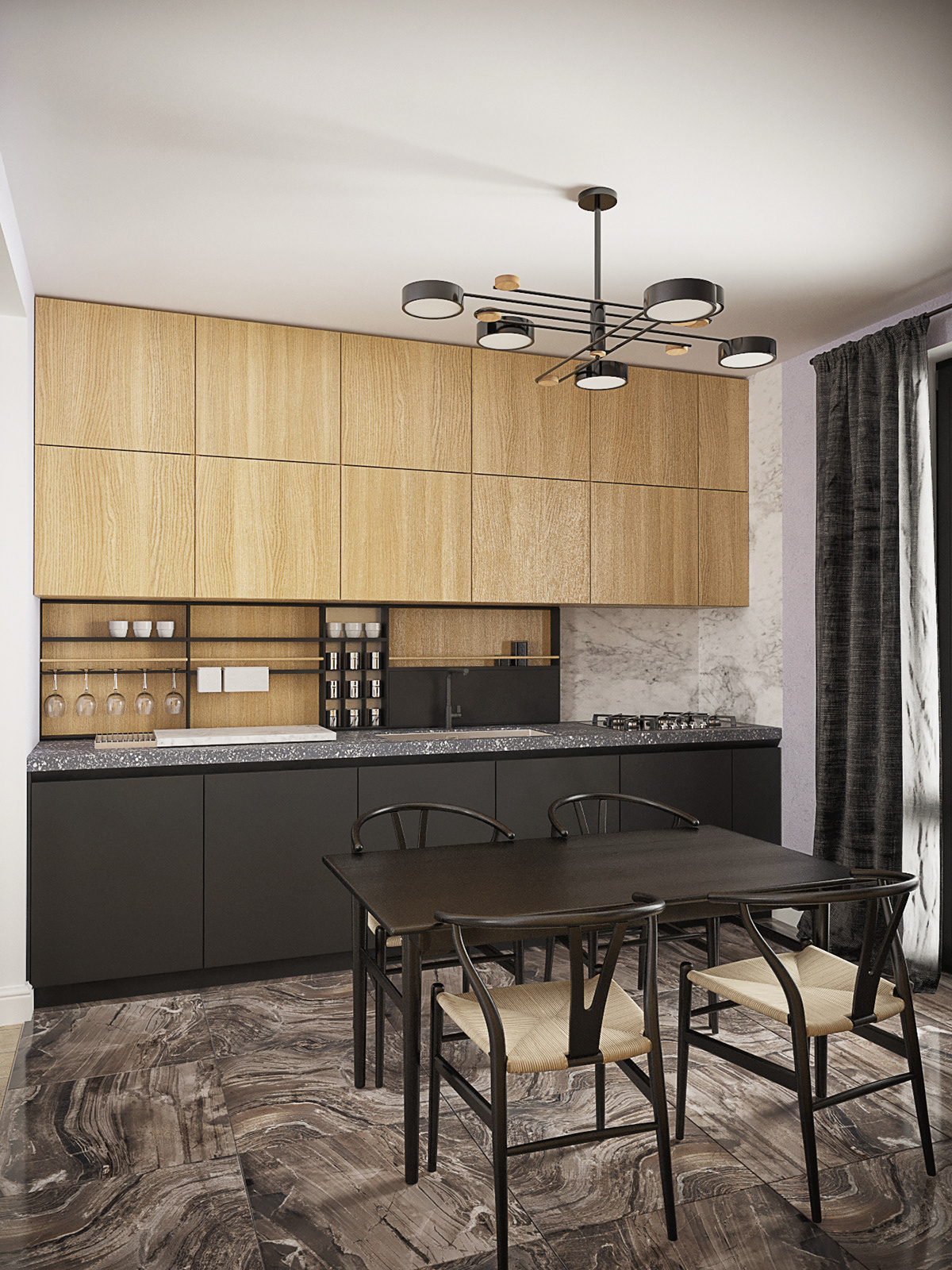 "现代简约风格，打造 2 层别墅舒适客厅厨房空间"-6