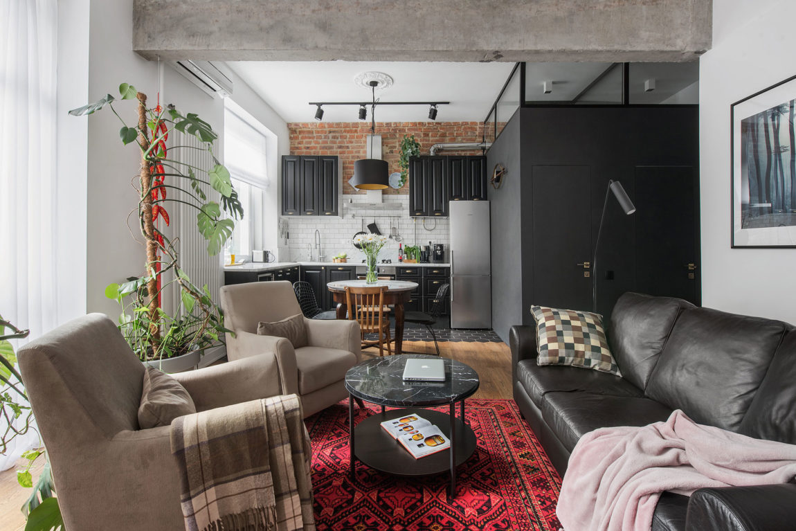 Remodeled Stalinist Style Apartment was converted into a Modern Space with a Retro Touch-12