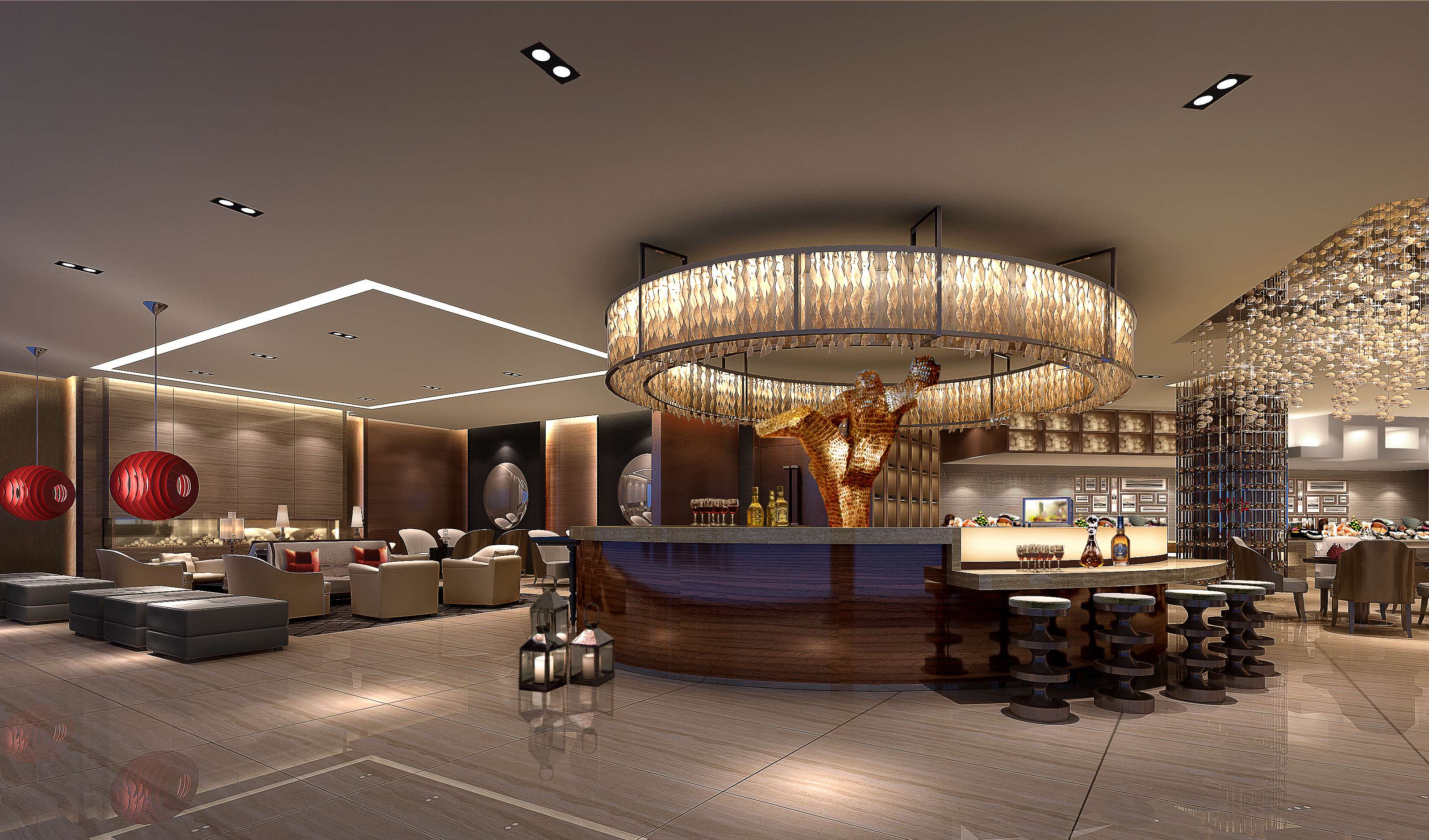 餐厅设计效果图中餐厅餐厅包间包房小吃店面馆工业主题餐厅-9-24