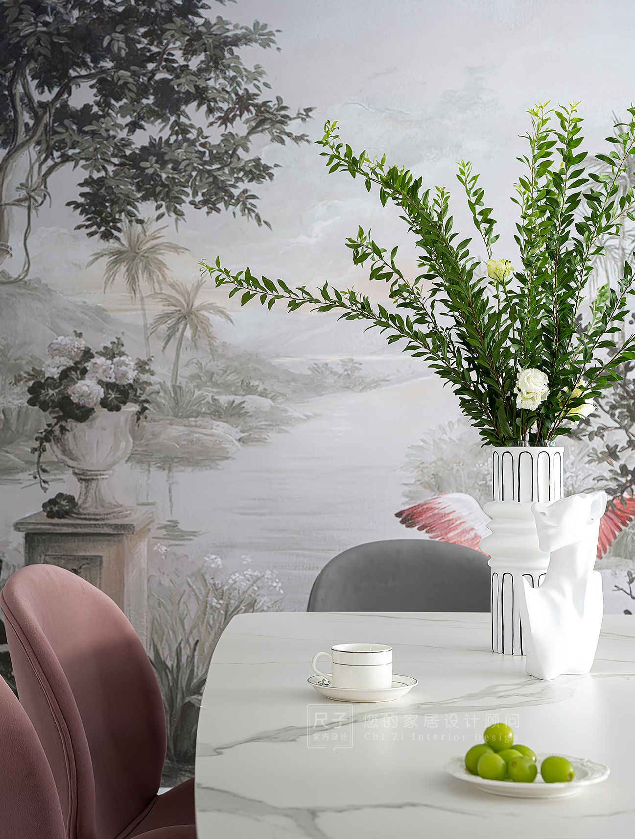 复古雕花+大胆撞色,告别平庸精装房丨中国深圳丨尺子室内设计-0