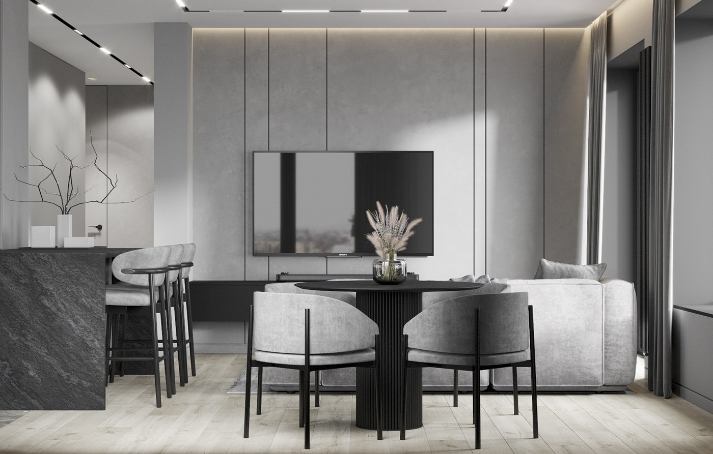 高级灰色系小空间公寓设计 超精致-10