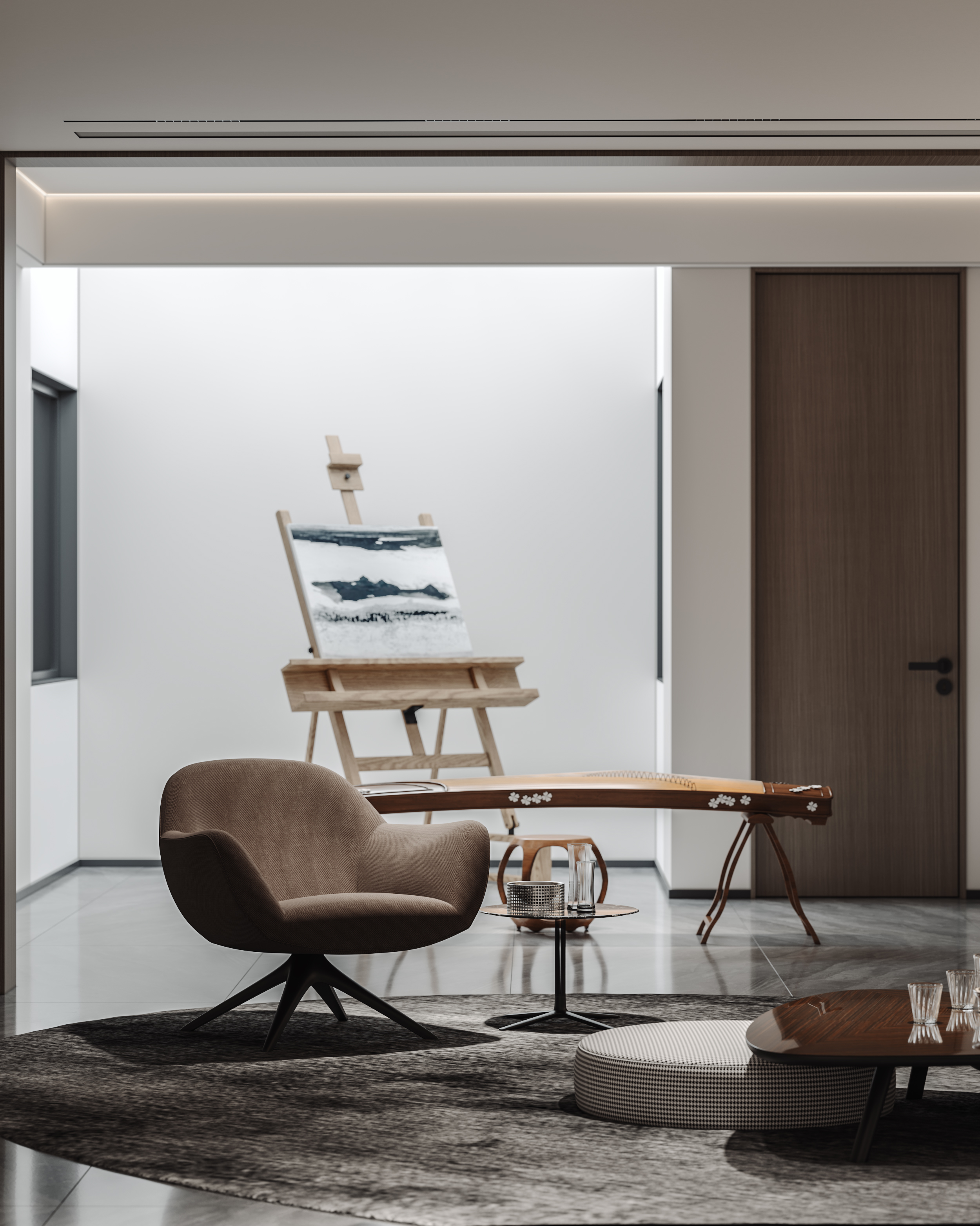 室内新中式，地下室，客厅-6