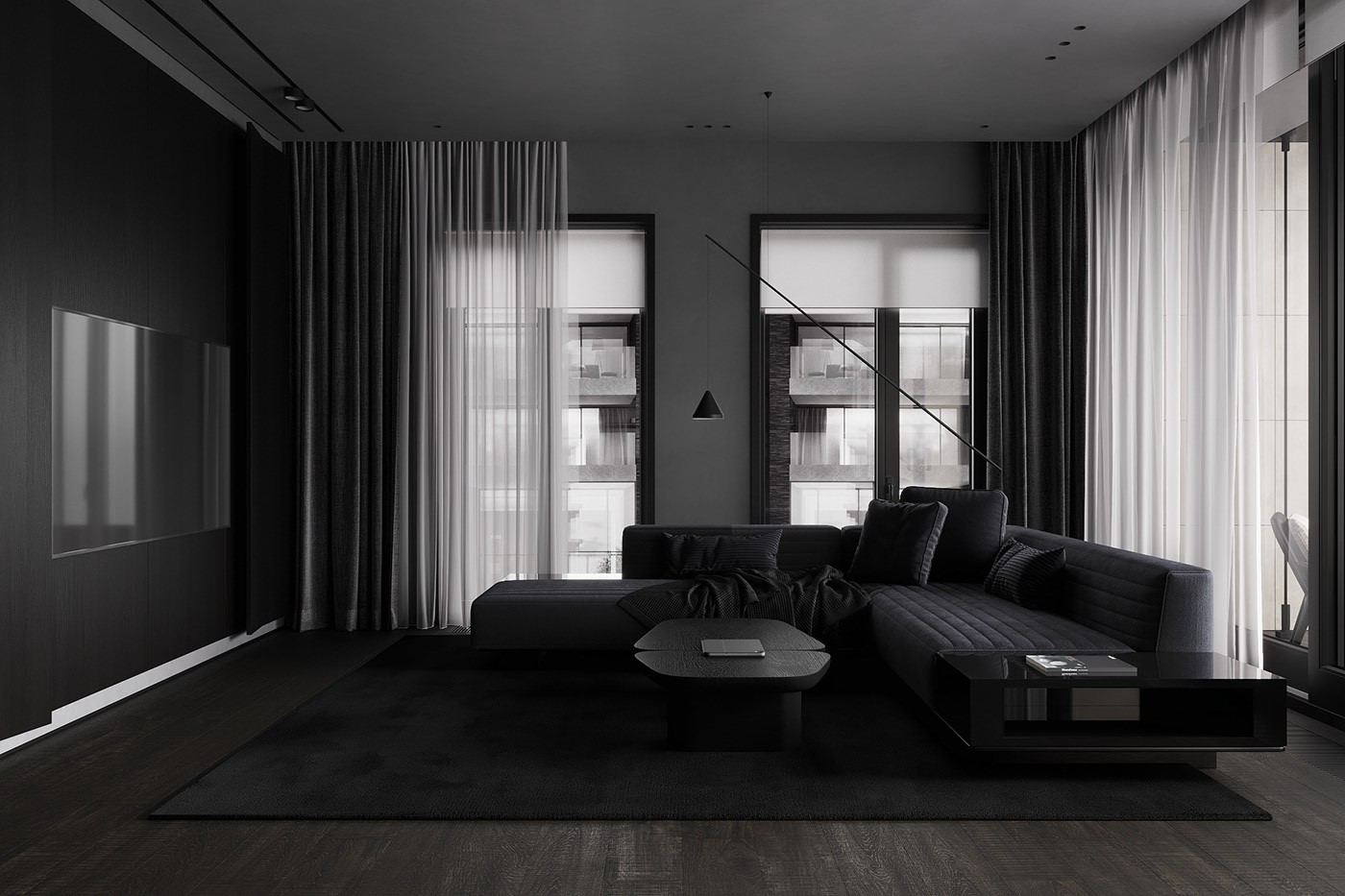 黑色系公寓设计-3